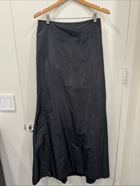 Carmen Marc Valvo Vintage Black A-Line Maxi Silk Skirt